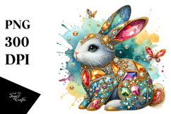 Colorful Bunny Made of Diamonds on Splashy Background, Product Image 1