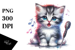 Baby Kitten with Singer Look, Energetic PNG Product Image 1