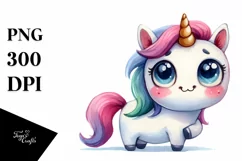 Funny Unicorn Watercolor PNG Product Image 1