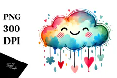 Colorful Cloud with Hearts, Fun PNG Product Image 1