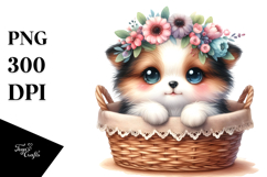 Cute Smiling Baby Sitting in Basket Product Image 1