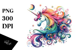 Vibrant Unicorn Watercolor PNG Product Image 1