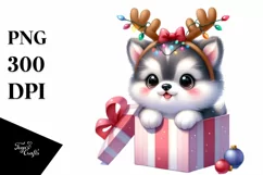 Pastel Baby Husky Watercolor PNG Product Image 1