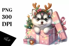 Pastel Baby Husky Watercolor PNG Product Image 3