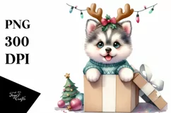 Enthusiastic Baby Siberian Husky PNG Product Image 3