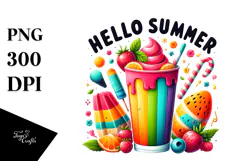 Colorful Frozen Drink Hello Summer PNG Product Image 1