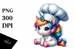 Baby Unicorn with Chef Hat, PNG Product Image 3