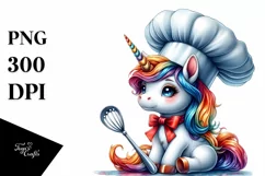 Baby Unicorn with Chef Hat, PNG Product Image 1