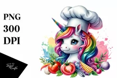 Baby Unicorn with Chef Hat, PNG Product Image 3