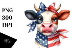 Enthusiastic Cow Portrait with USA Flag Colors | Clipart Product Image 1