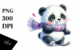 Cute Baby Panda Sleigh Ride PNG Product Image 3