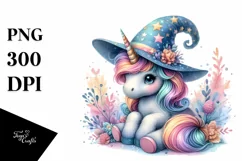 Baby Unicorn with Wizard Hat, PNG Product Image 3