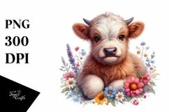 Cute Highland Cow Smiling | Sublimation | Clipart Product Image 1