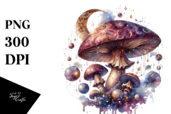 Detailed Mystical Celestial Mushroom PNG Product Image 1