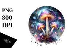 Shiny Mystical Mushroom Watercolor, High-Res PNG Product Image 1
