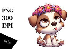 Sassy Puppy with Flower Crown PNG Product Image 1