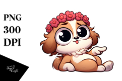 Sassy Puppy with Flower Crown PNG Product Image 1