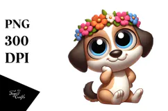 Sassy Puppy with Flower Crown PNG Product Image 1