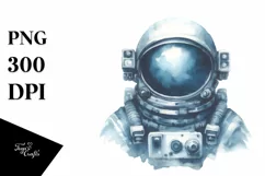 Vintage Blueish Astronaut Girl | Clipart Product Image 3