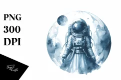 Vintage Blueish Astronaut Girl | Clipart Product Image 3