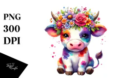 Cartoon-Style Vibrant Cow PNG Product Image 1