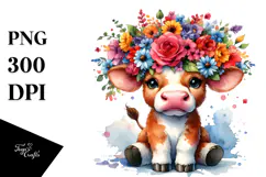 Cartoon-Style Vibrant Cow PNG Product Image 1