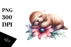 Adorned Baby Walrus Sleeping PNG Product Image 1
