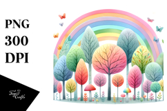 Cute Rainbow Trees PNG Product Image 1