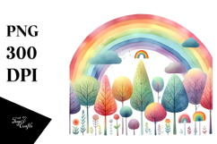 Cute Rainbow Trees PNG Product Image 1