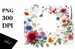 Centered Watercolor Wild Flowers | Sublimation Clipart Product Image 1