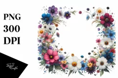 Centered Watercolor Wild Flowers | Sublimation Clipart Product Image 3