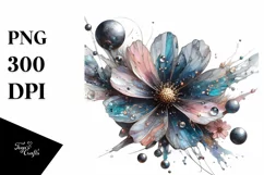 Watercolor Glossy Cosmos Sticker Clipart Product Image 3