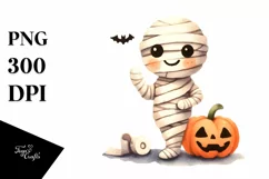 Funny Halloween Mummy Clipart, Simple PNG Product Image 1