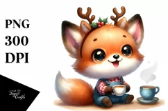 Expressive Baby Fox Watercolor PNG Product Image 3