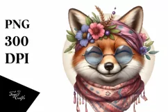 Fox with Silk Scarf | Detailed Watercolor Clipart Product Image 1