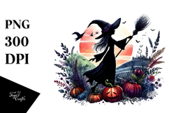 Witch Halloween Watercolor Clipart Product Image 1