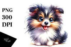 Happy Shetland Sheepdog Cartoon PNG Product Image 1