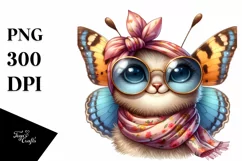 Butterfly with Silk Scarf | Detailed Watercolor Clipart Product Image 3
