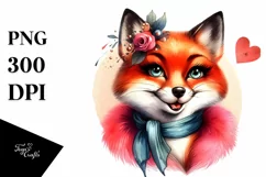 Fox with Vintage Diva Look | Vibrant Watercolor Clipart Product Image 3
