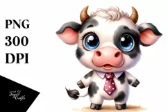 Happy Baby Cow with Tie | Smiling Caricature Product Image 3