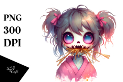 Funny Ghoul Girl with Straw PNG Product Image 1