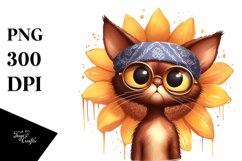 Brown Cat Skinny Body Big Head Clipart Product Image 1