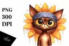 Brown Cat Skinny Body Big Head Clipart Product Image 1