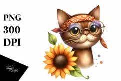 Brown Cat Skinny Body Big Head Clipart Product Image 1