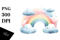 Simple Pastel Rainbow Clouds | Summer Clipart Product Image 1