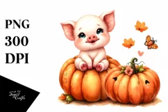 Whimsical Funny Baby Pig Sitting | Clipart Product Image 1