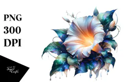 Abstract Watercolor Splash Morning Glory Clipart Product Image 1
