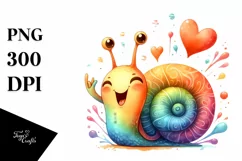 Snail Doing Love Sign | Vibrant Watercolor Clipart Product Image 1