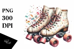 Vintage Dirty Roller Skates Confetti Watercolor Product Image 3