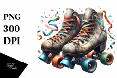 Vintage Dirty Roller Skates Confetti Watercolor Product Image 3